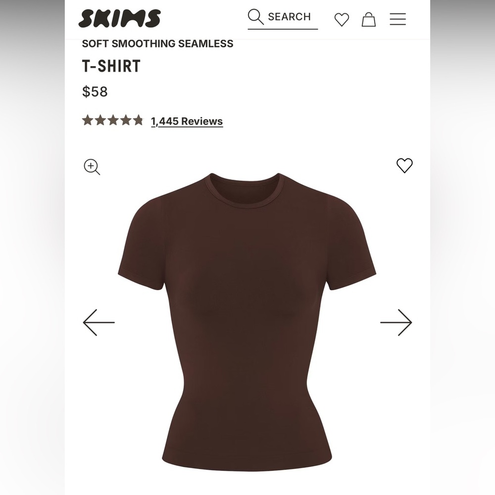 SKIMS Soft smoothing seamless baby tee—cocoa brown size S